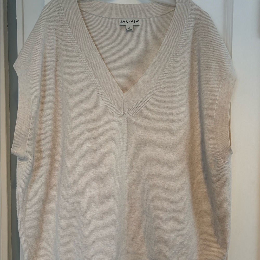 Ava & Viv Women's V-Neck Sweater Vest - Cream